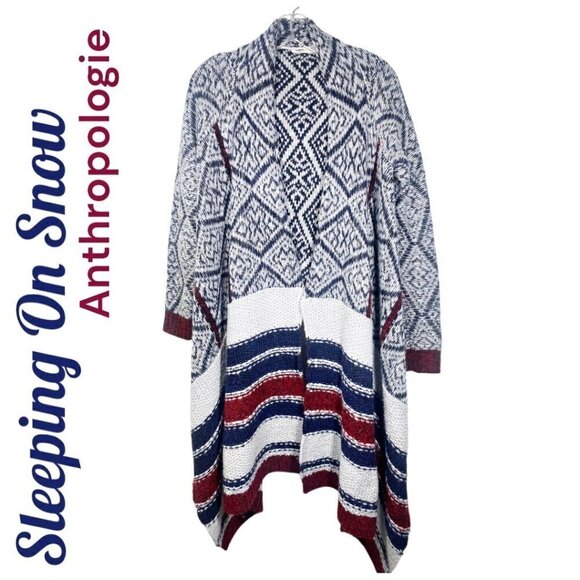 SLEEPING ON SNOW (ANTHROPOLOGIE) Open Front Wool Southwest Chunky Cardigan, Size - Picture 2 of 13